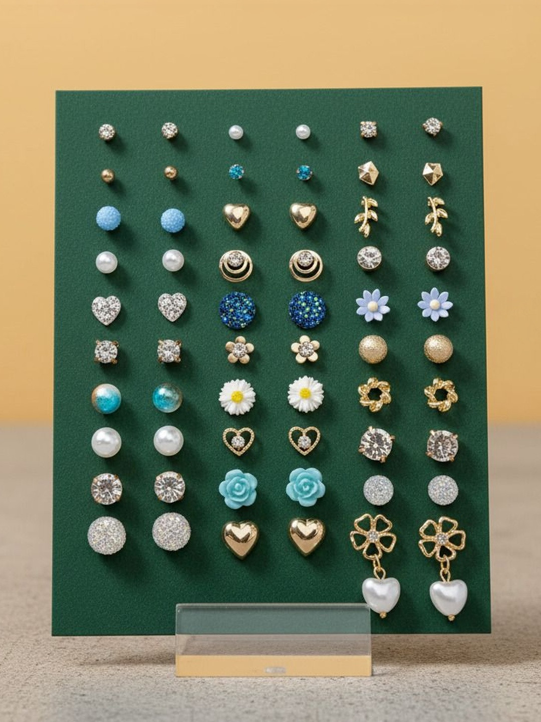 DressBerry Set Of 30 Gold-Plated Floral Korean Studs