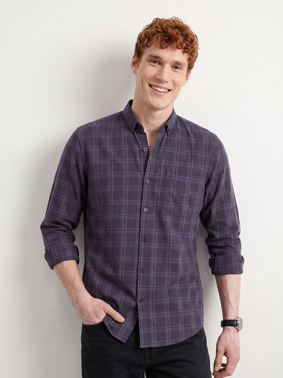 Mast & Harbour Checked Cotton Linen Casual Shirt