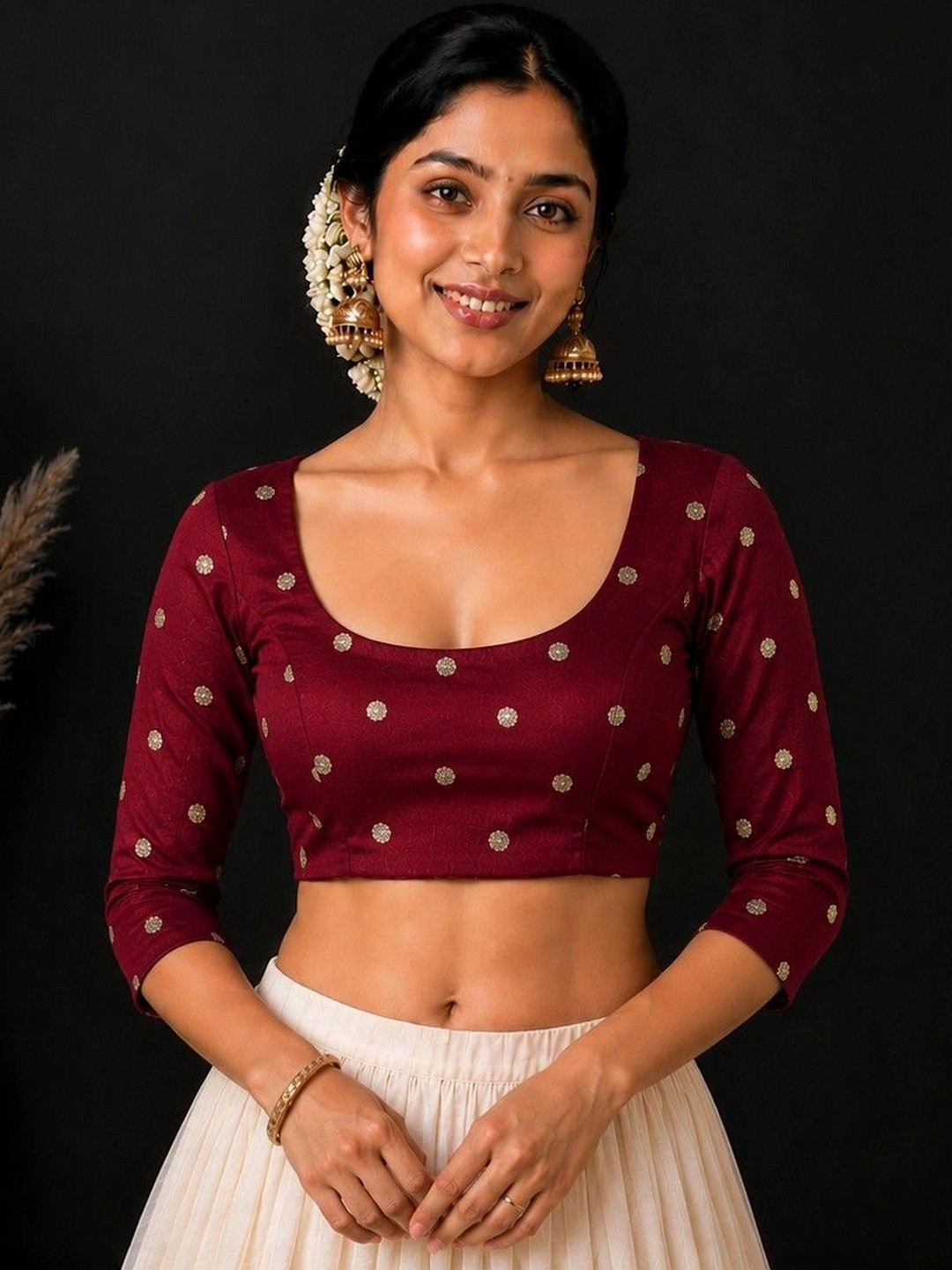 aai k Women Cotton Embellished Sequinned Saree Blouse