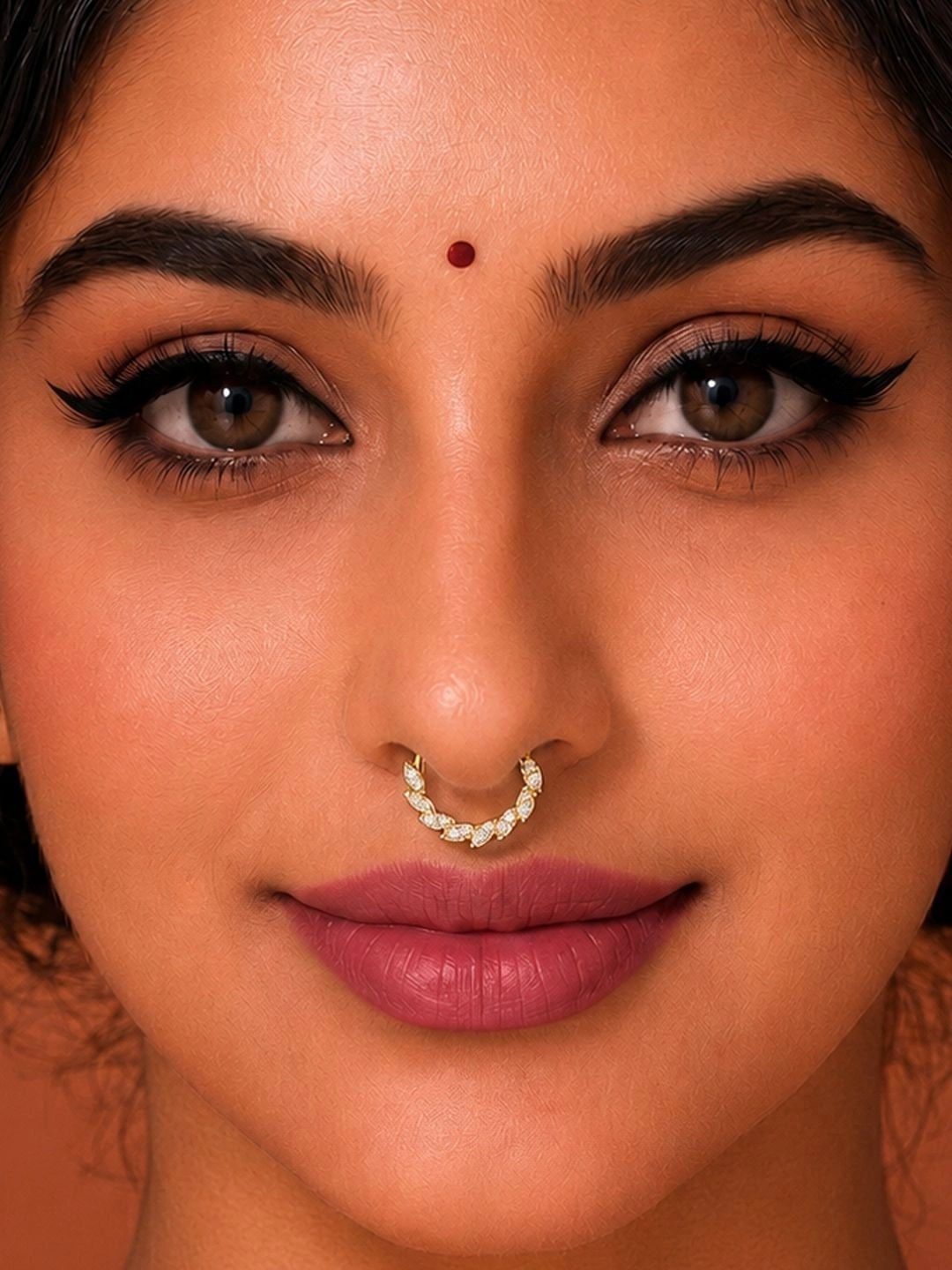 ADIVA Gold-Plated White AD Stone Septum Nose Ring