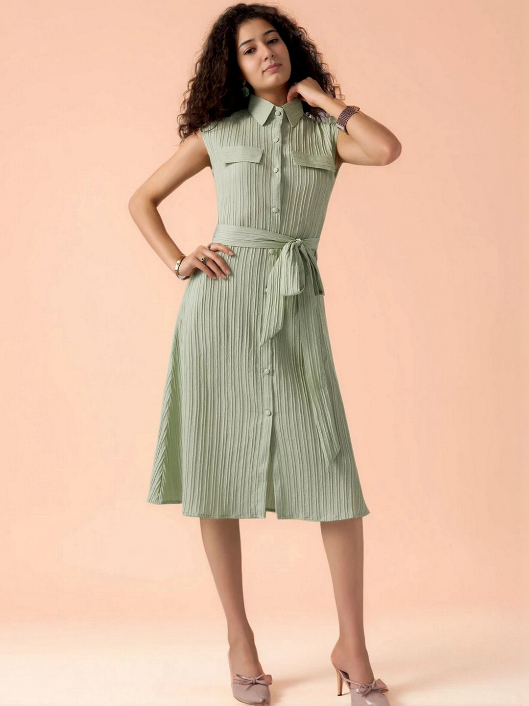 DressBerry Crepe Shirt Midi Dress