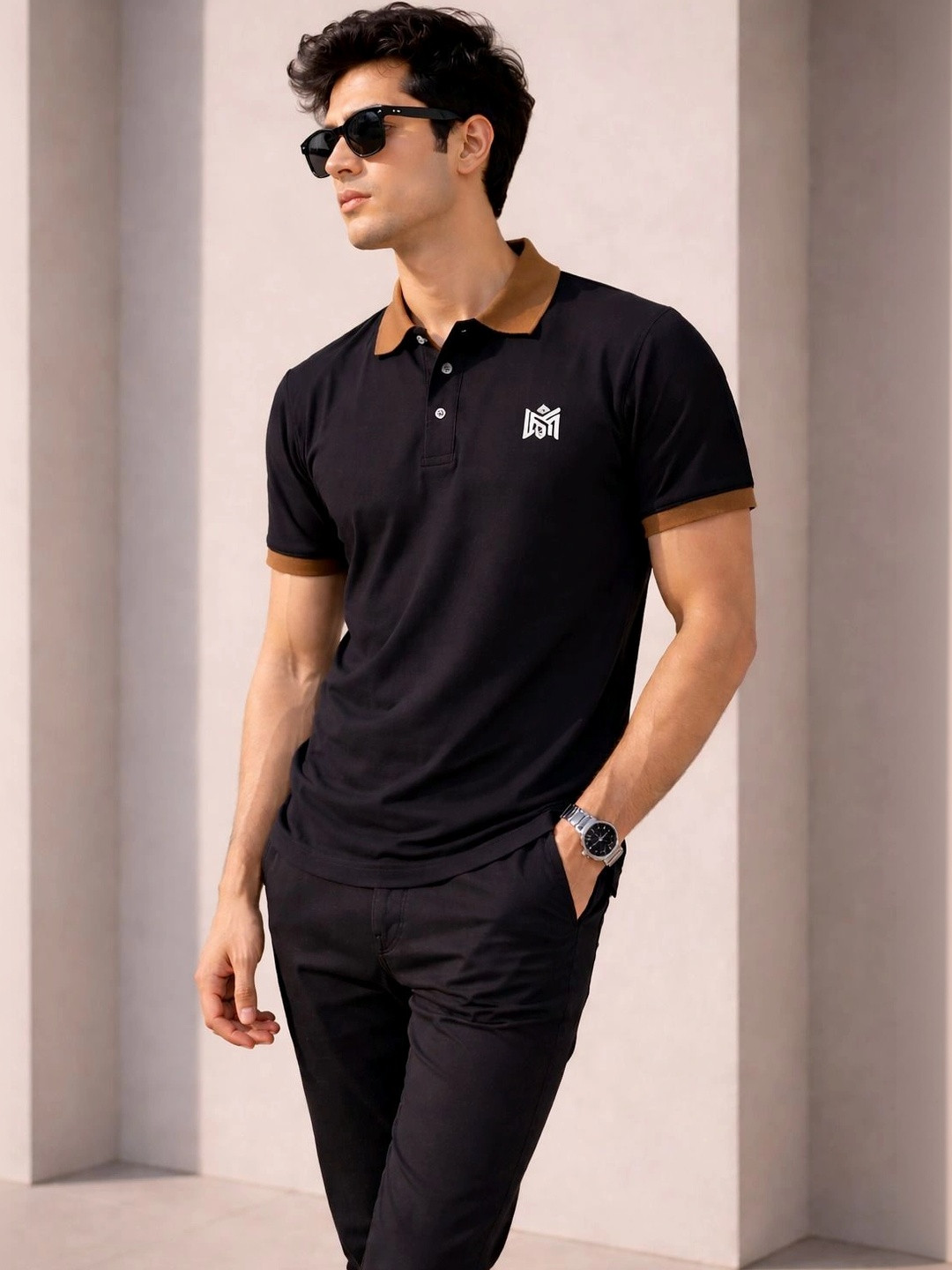 Lolark Men Brand Logo Polo Collar T-shirt