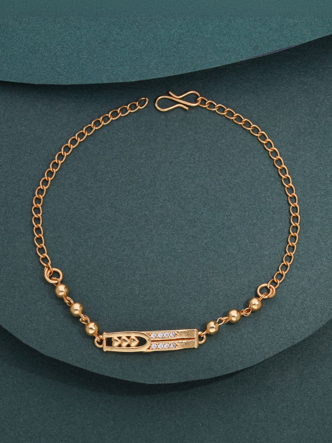 DressBerry Women Brass American Diamond Gold-Plated Wraparound Bracelet