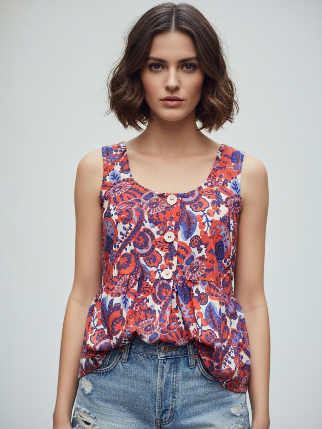 DressBerry Print Bohemian Crepe Top