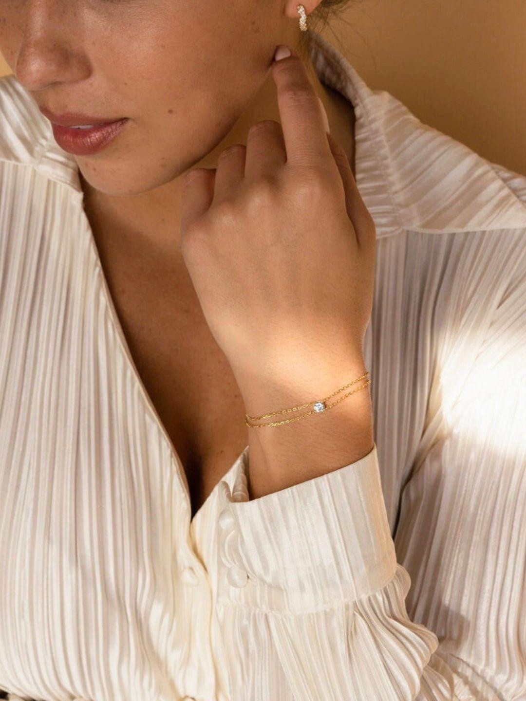 Women Gold-Plated Stainless Steel Anti-tarnish Leaf Charm Bracelet