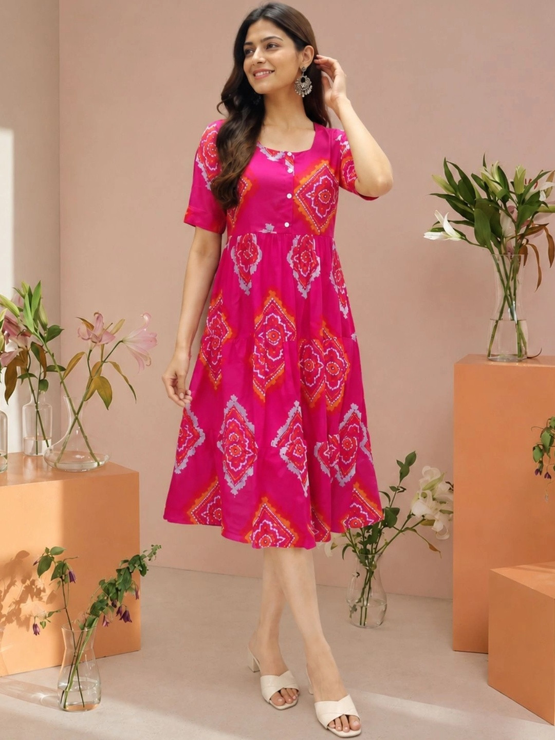 Twelve South Bohemian Print A-Line Dress