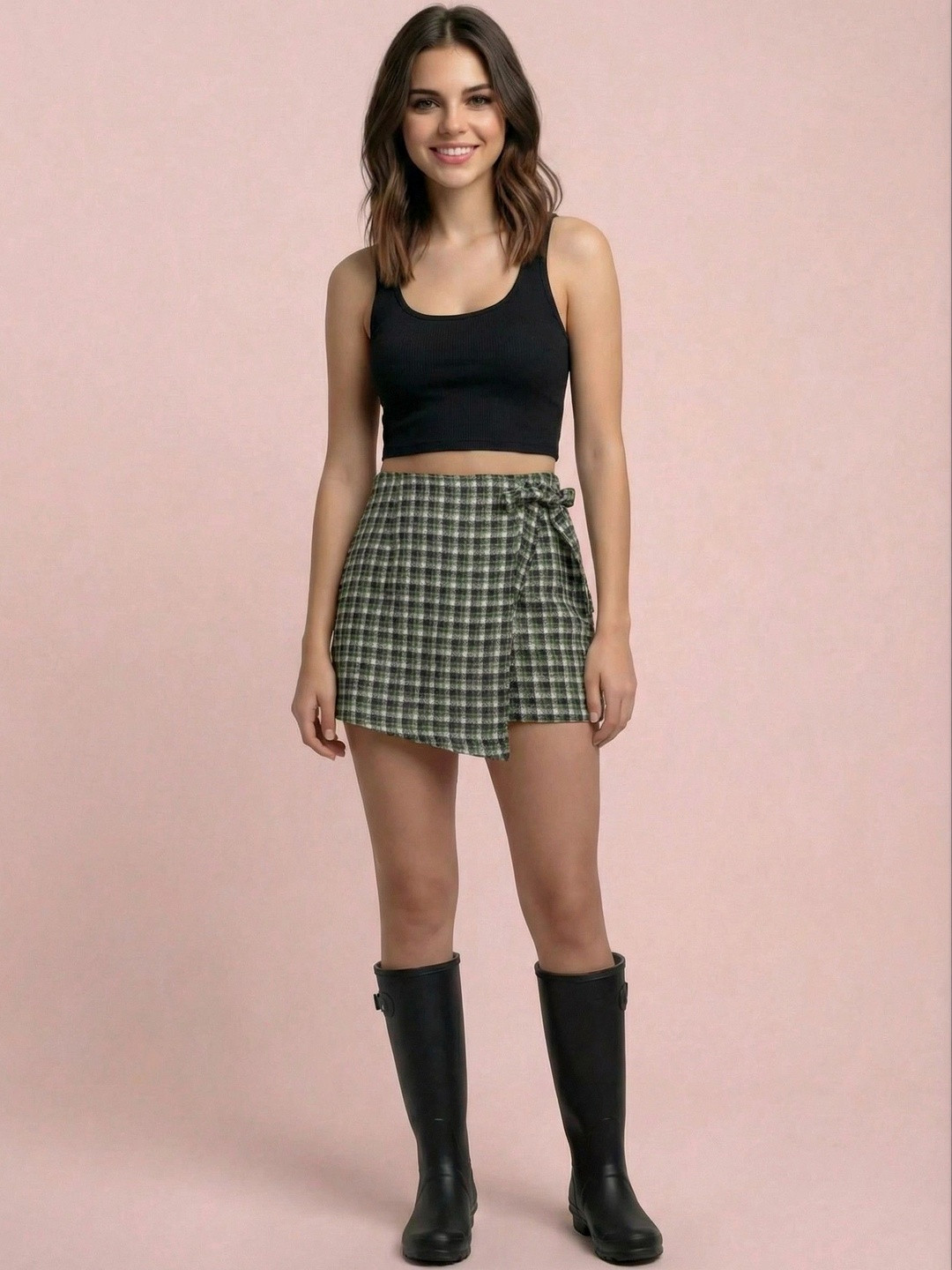 DressBerry Women Checked High-Rise Outdoor with Technology Shorts