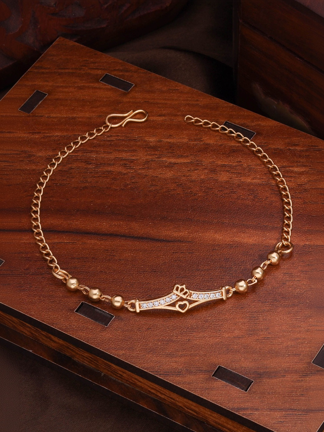 DressBerry Women Brass American Diamond Wraparound Bracelet