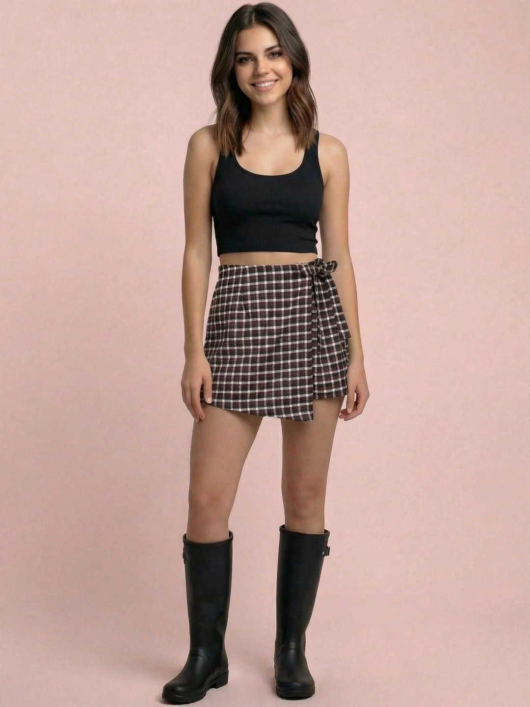 DressBerry Women Checked High-Rise Outdoor with Technology Shorts