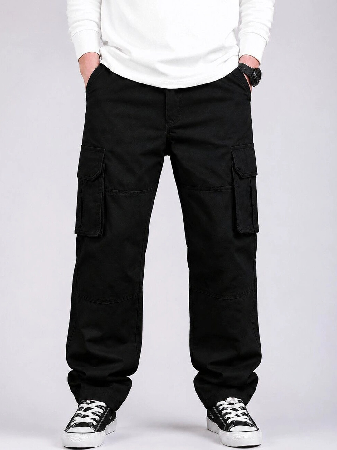 Mast & Harbour Men Comfort Easy Wash Pleated Cargos Trousers