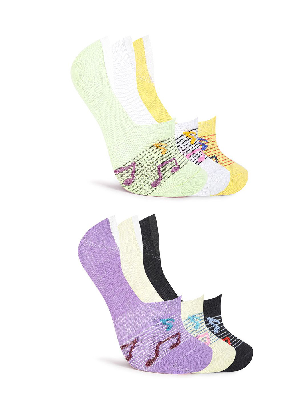 DressBerry Women Pack Of 6 Patterned Printed Shoe-Liners Socks