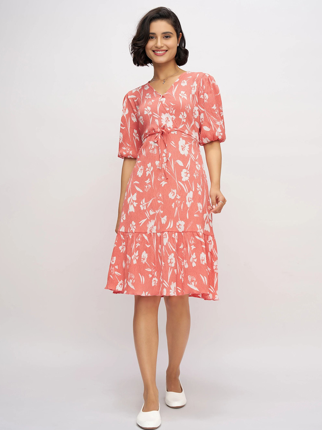 DressBerry Floral Printed Fit & Flare Midi Dress