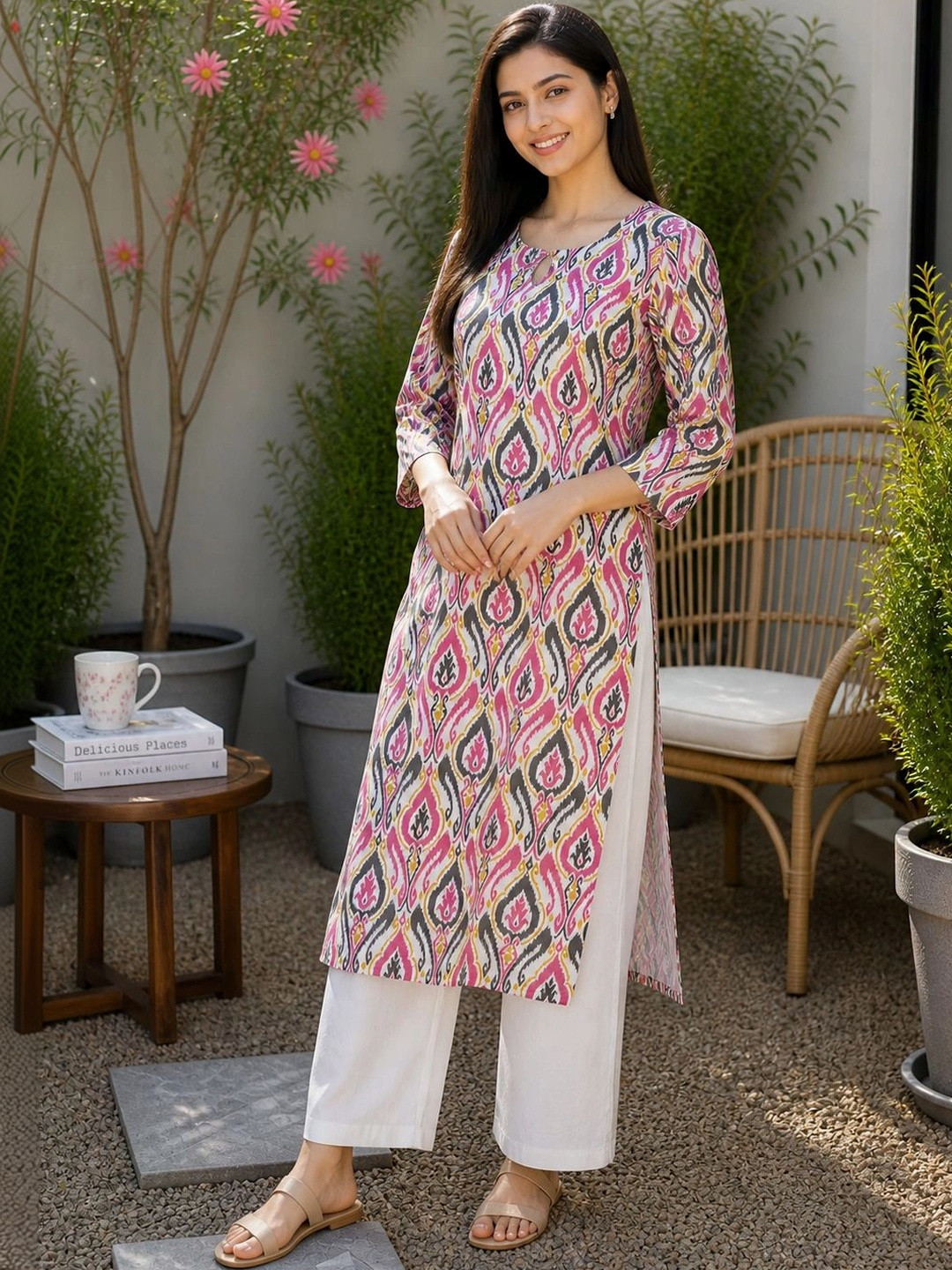 Moda Rapido Women Printed Keyhole Neck Indie Prints Kurta