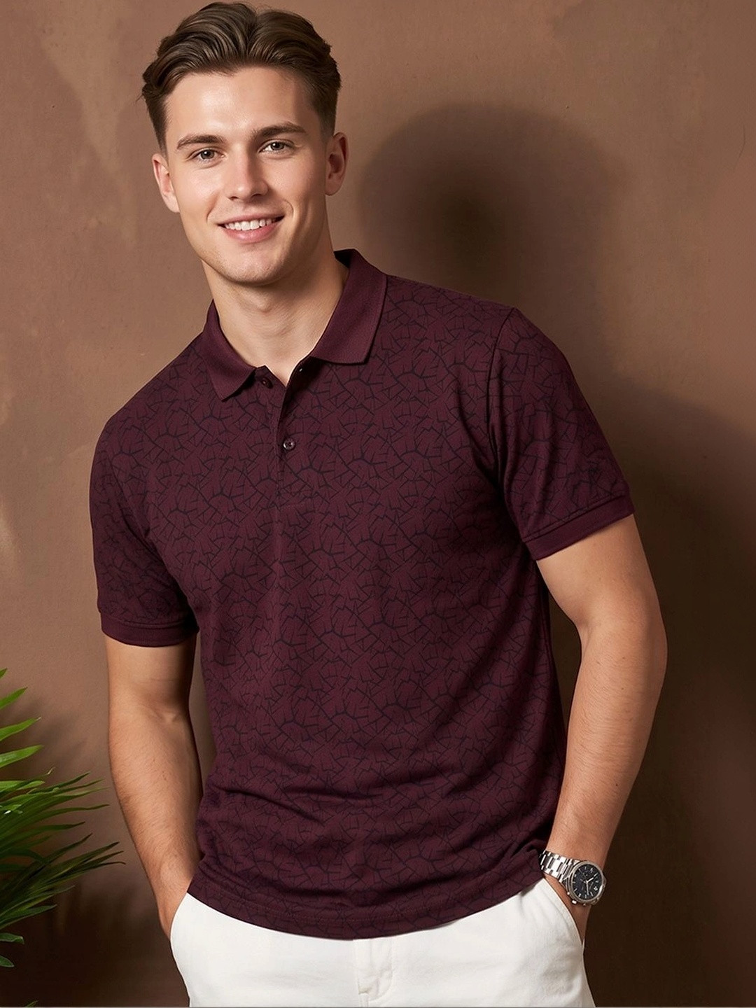 TRIUS Men Printed Polo Collar T-shirt