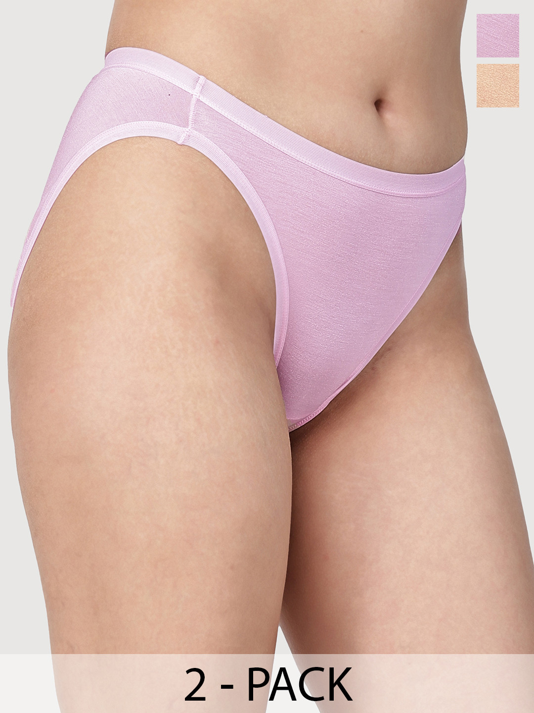 DressBerry Women Pack of 2 Mid-Rise Seamless Micro-Modal Bikini