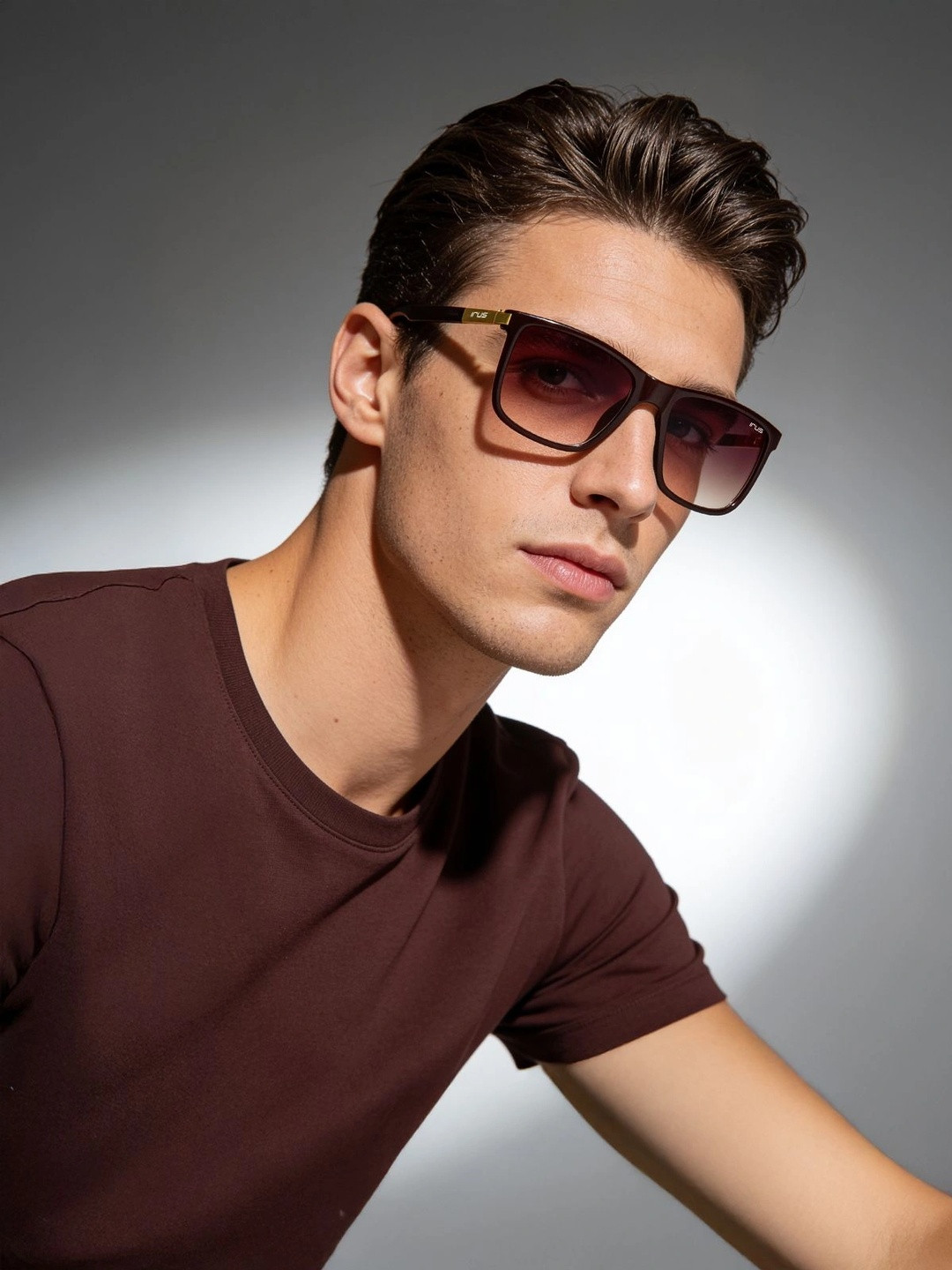 IRUS by IDEE Men Brown Lens & Brown Square Sunglasses with UV Protected Lens IRS1222C2SG
