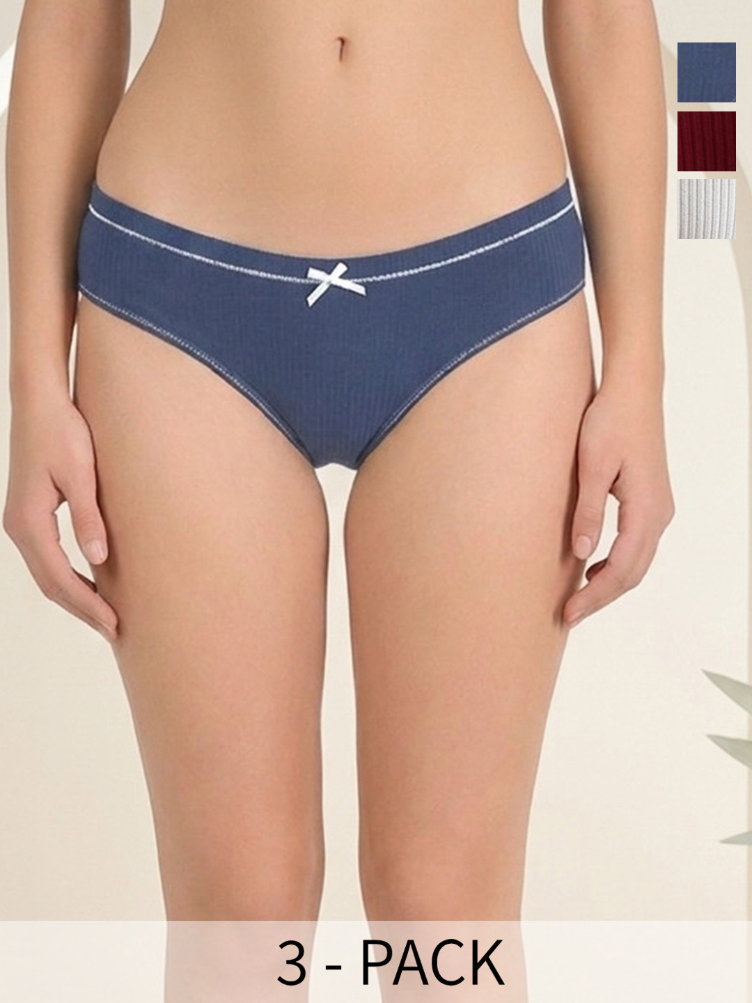 DressBerry Women Pack of 3 Self Design Basic Briefs