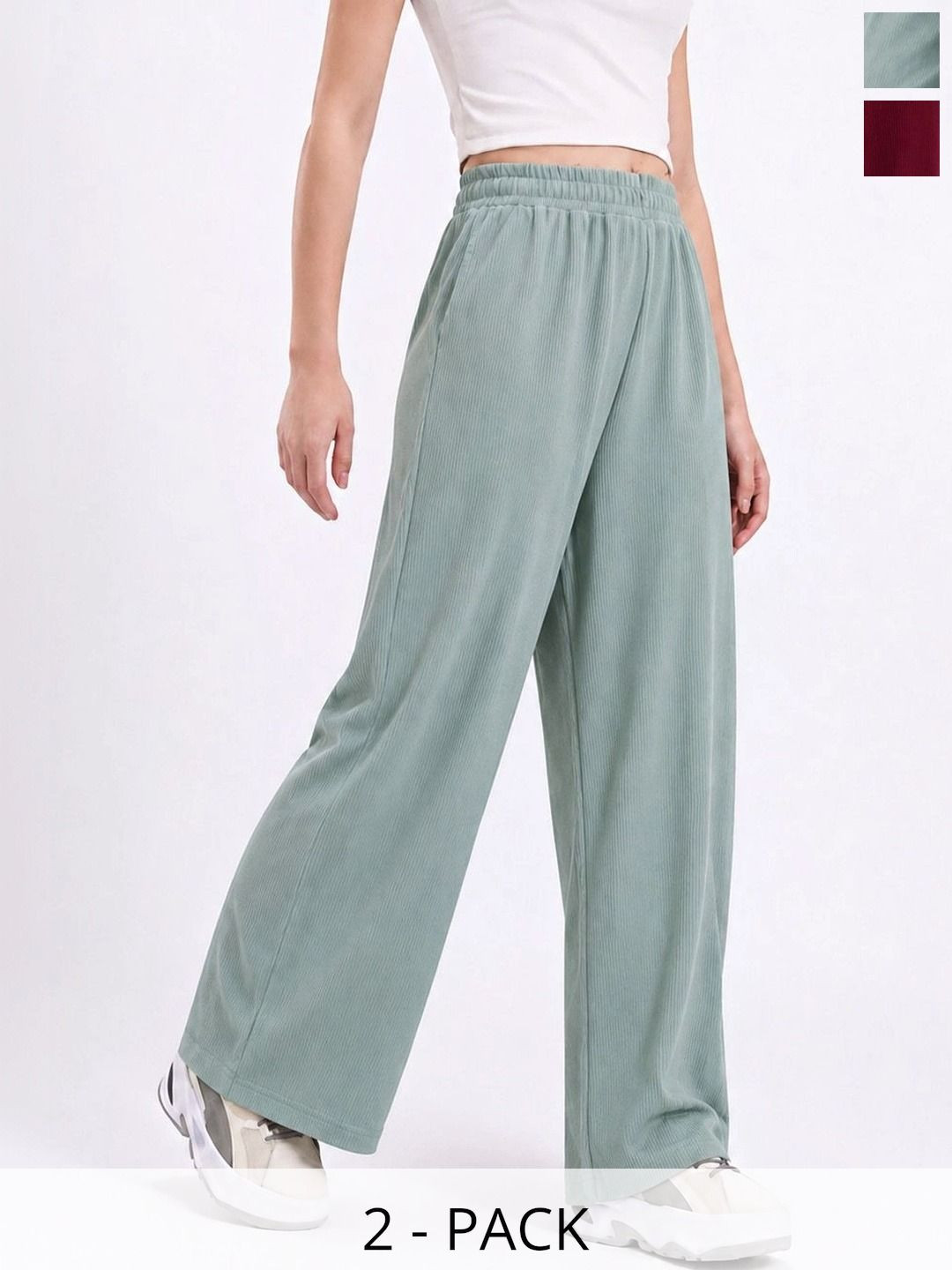 Kook N Keech Women Pack Of 2 Mid-Rise Cotton Trousers