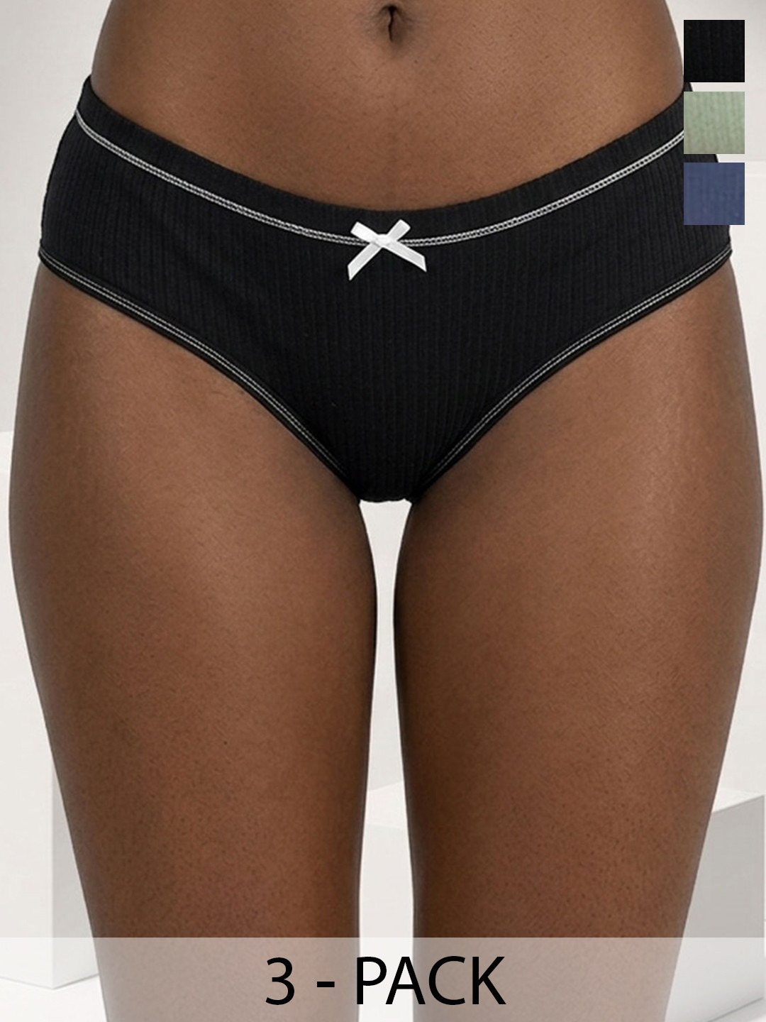 DressBerry Women Pack of 3 Self Design Basic Briefs