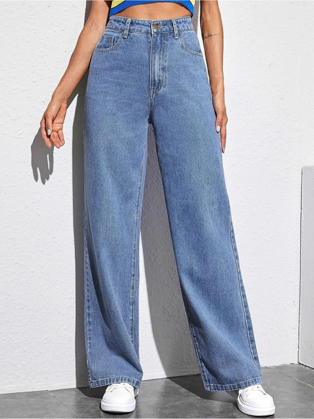 DressBerry Women Comfort Straight Fit High-Rise Light Fade Acid Wash Stretchable Jeans