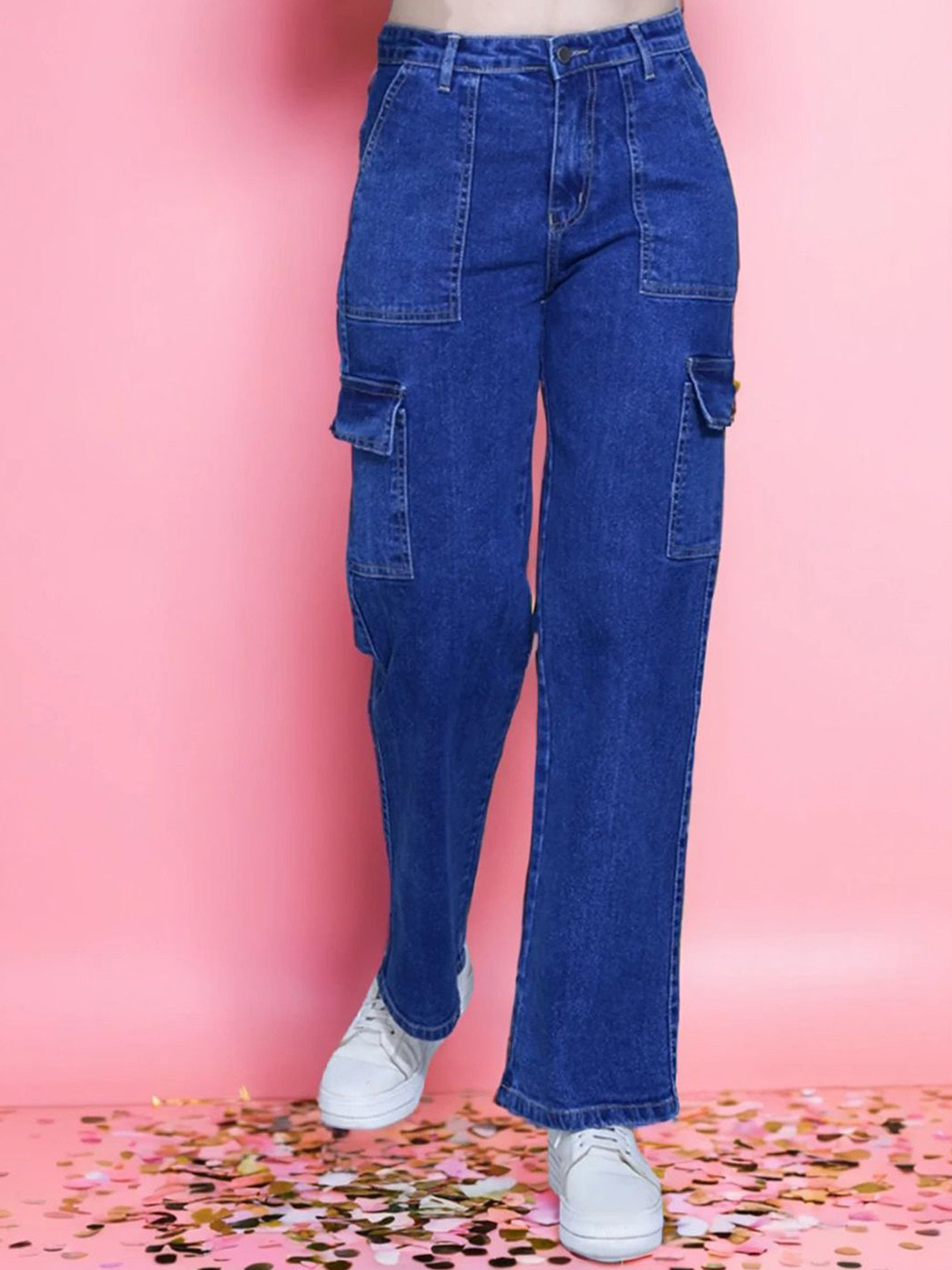 DressBerry Women Straight Fit High-Rise Stretchable Cargo Styles Jeans