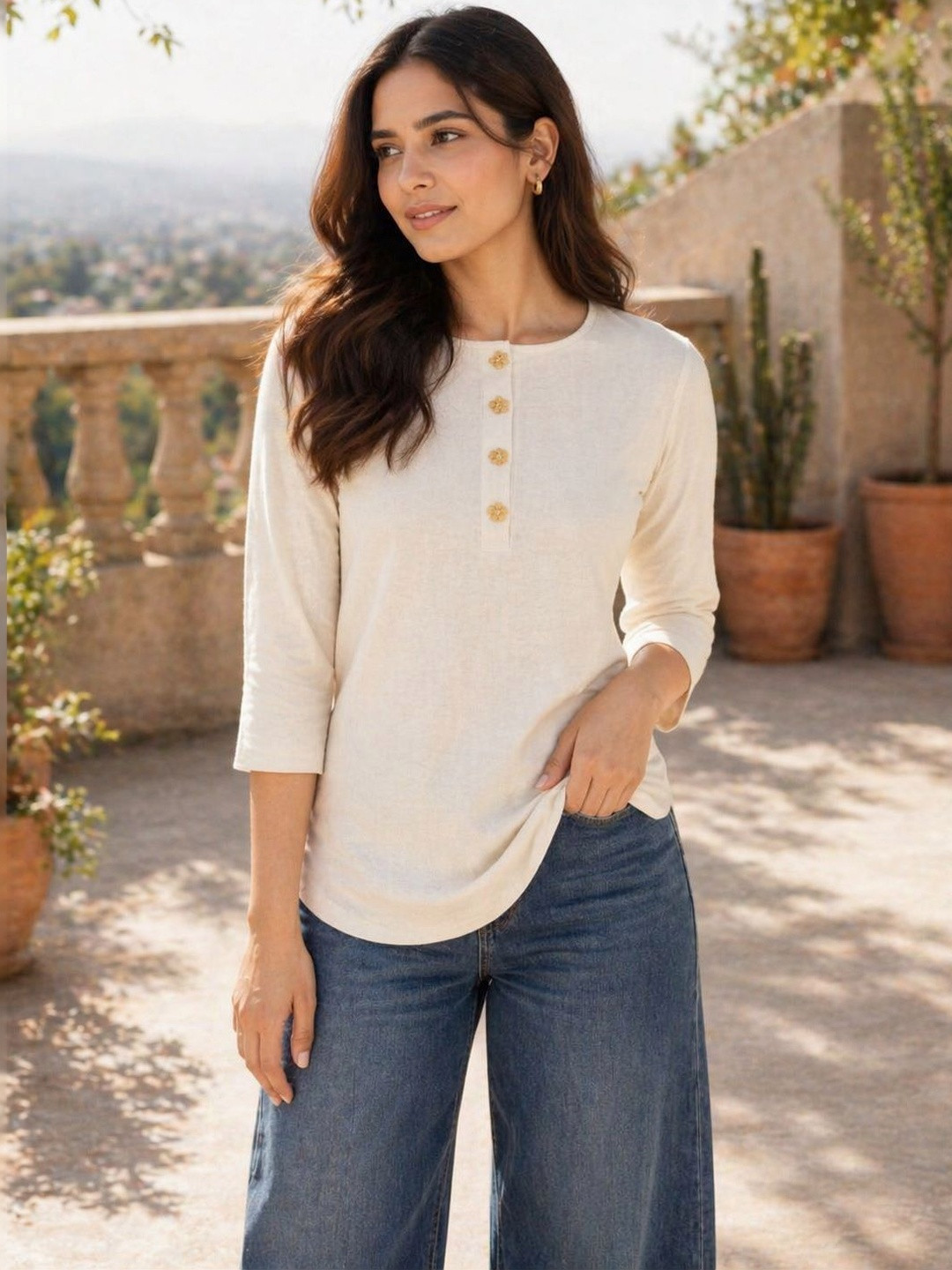 DressBerry Linen Blend Top