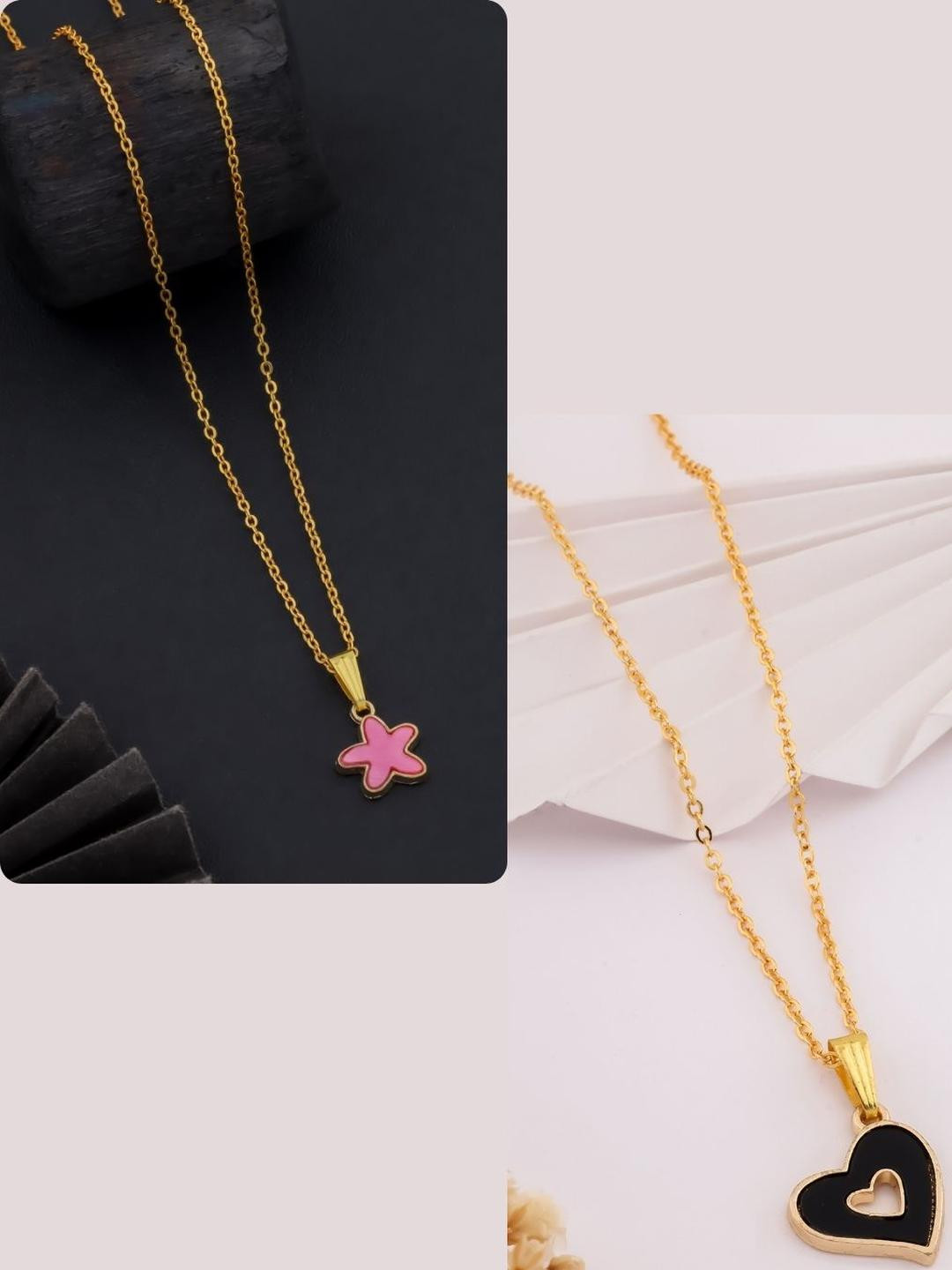 DressBerry Pack of 2 Gold-Plated Charms Pendant Chains