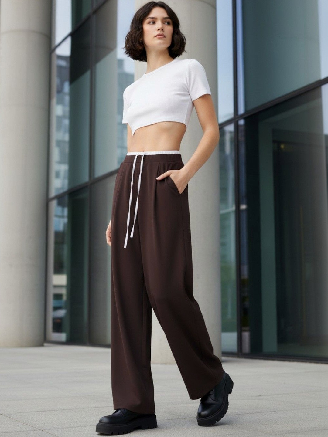 DressBerry Women Relaxed High-Rise Easy Wash Trousers