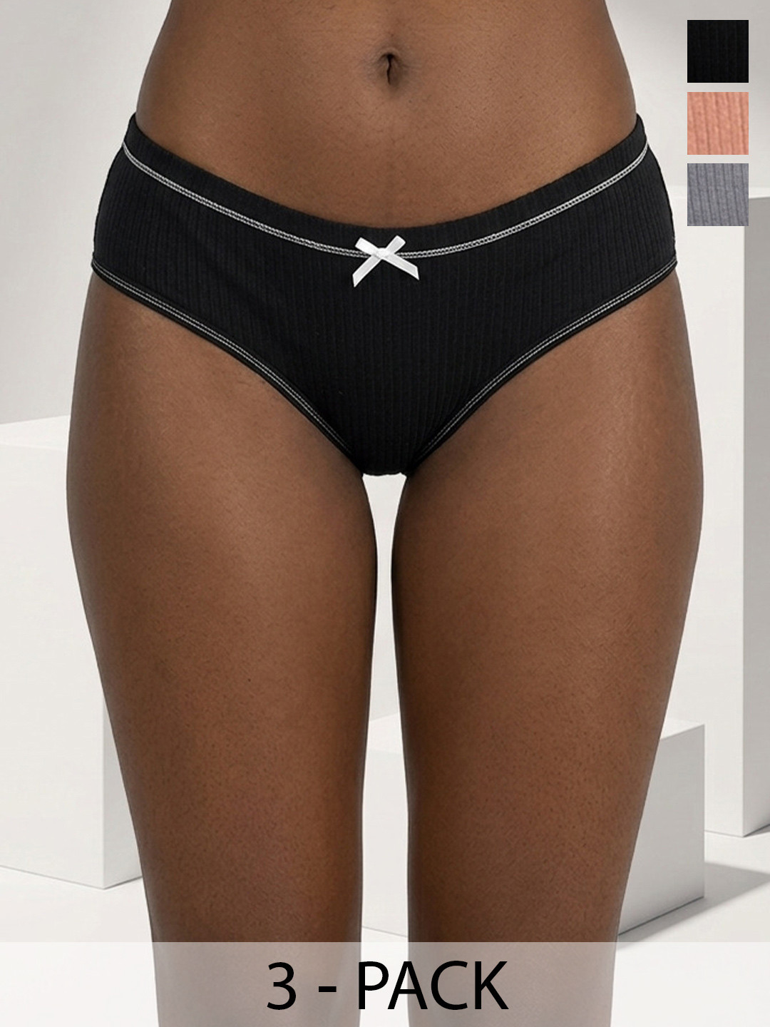DressBerry Women Pack of 3 Self Design Hipster Briefs