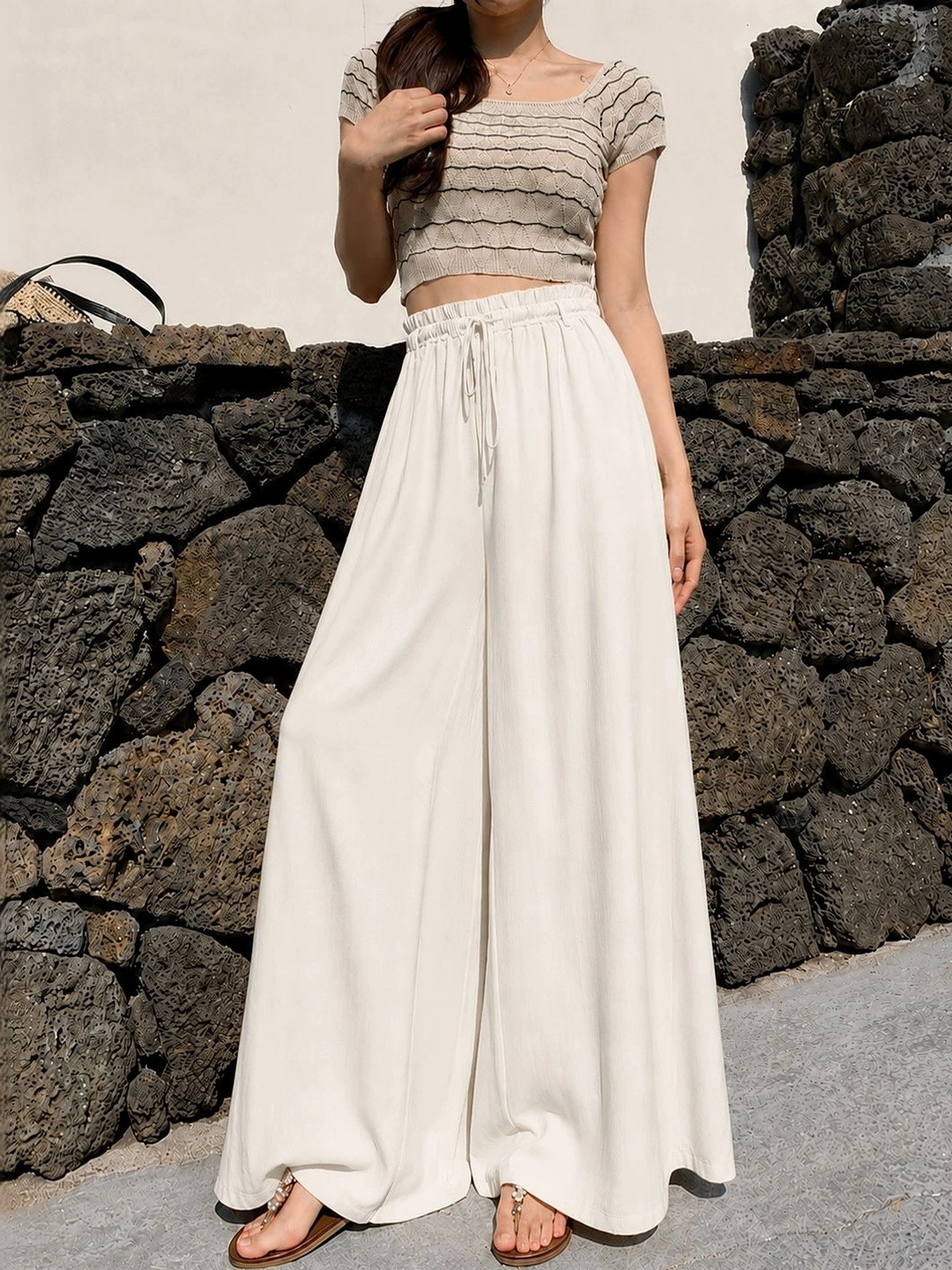 SZN Women High Waist Wide Leg Palazzos