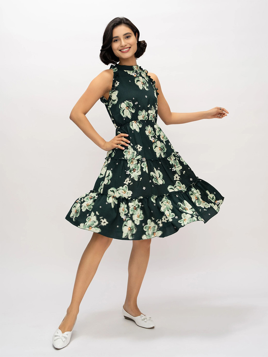 DressBerry Women Floral Printed Round Neck Fit & Flare Dress