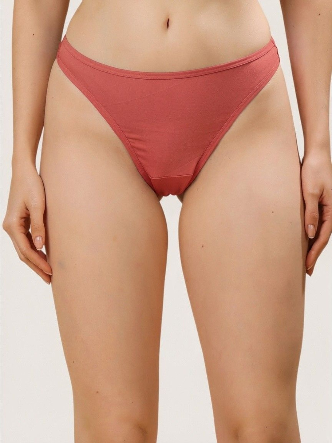 Dressberry Womens Pack Of 2 Brazilian Cotton Spandex Solid High Rise Thongs