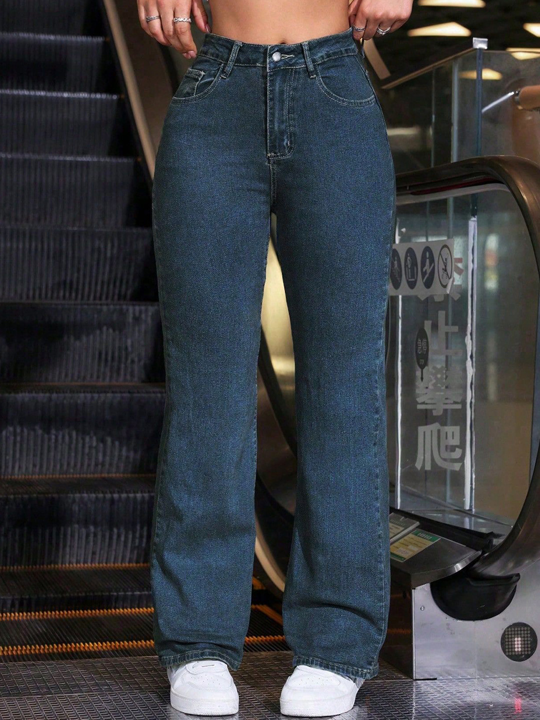 DressBerry Women Comfort Straight Fit High-Rise Light Fade Acid Wash Stretchable Jeans