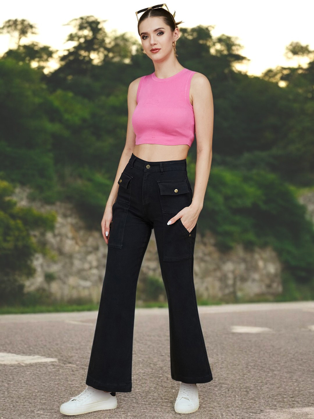 DressBerry Women Flared High-Rise Stretchable Jeans