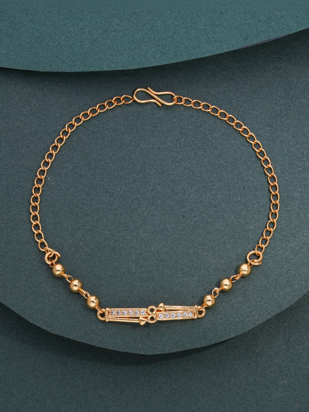 DressBerry Women Brass American Diamond Wraparound Bracelet