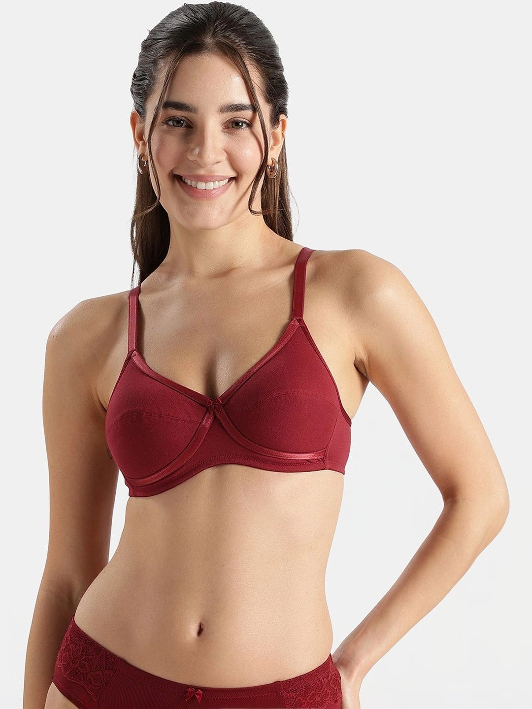 Jockey Wirefree Non Padded Cotton Elastane Stretch Medium Coverage Cross Over Everyday Bra - 1242