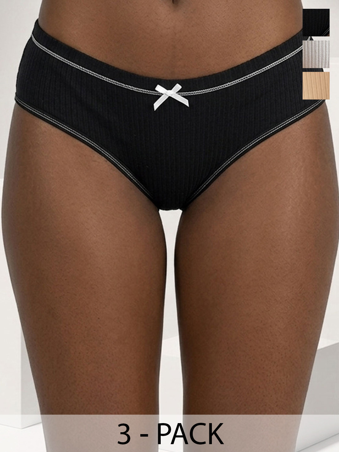 DressBerry Women Pack of 3 Self Design Basic Briefs