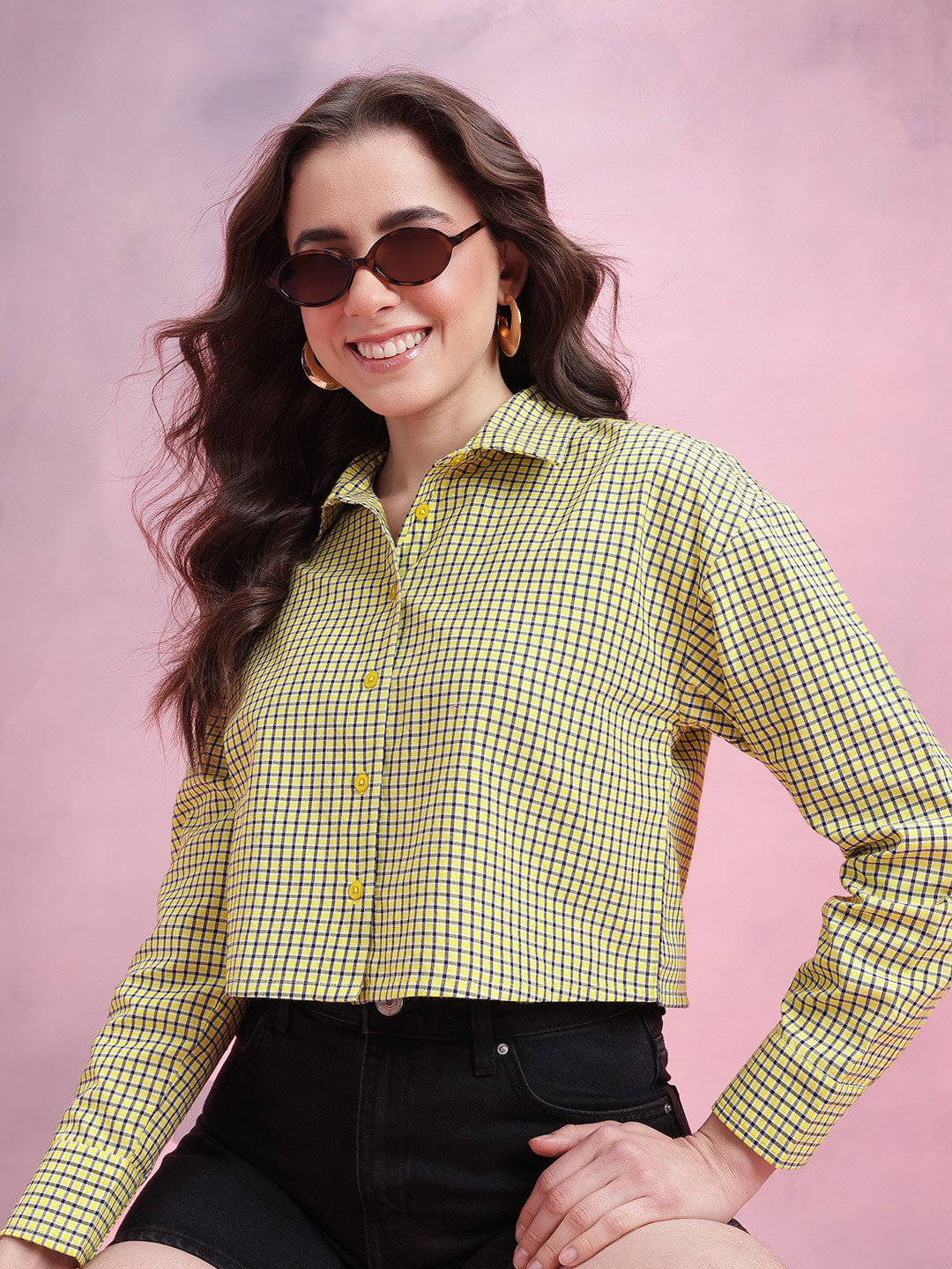 DressBerry Checked Spread Collar Boxy Casual Shirt