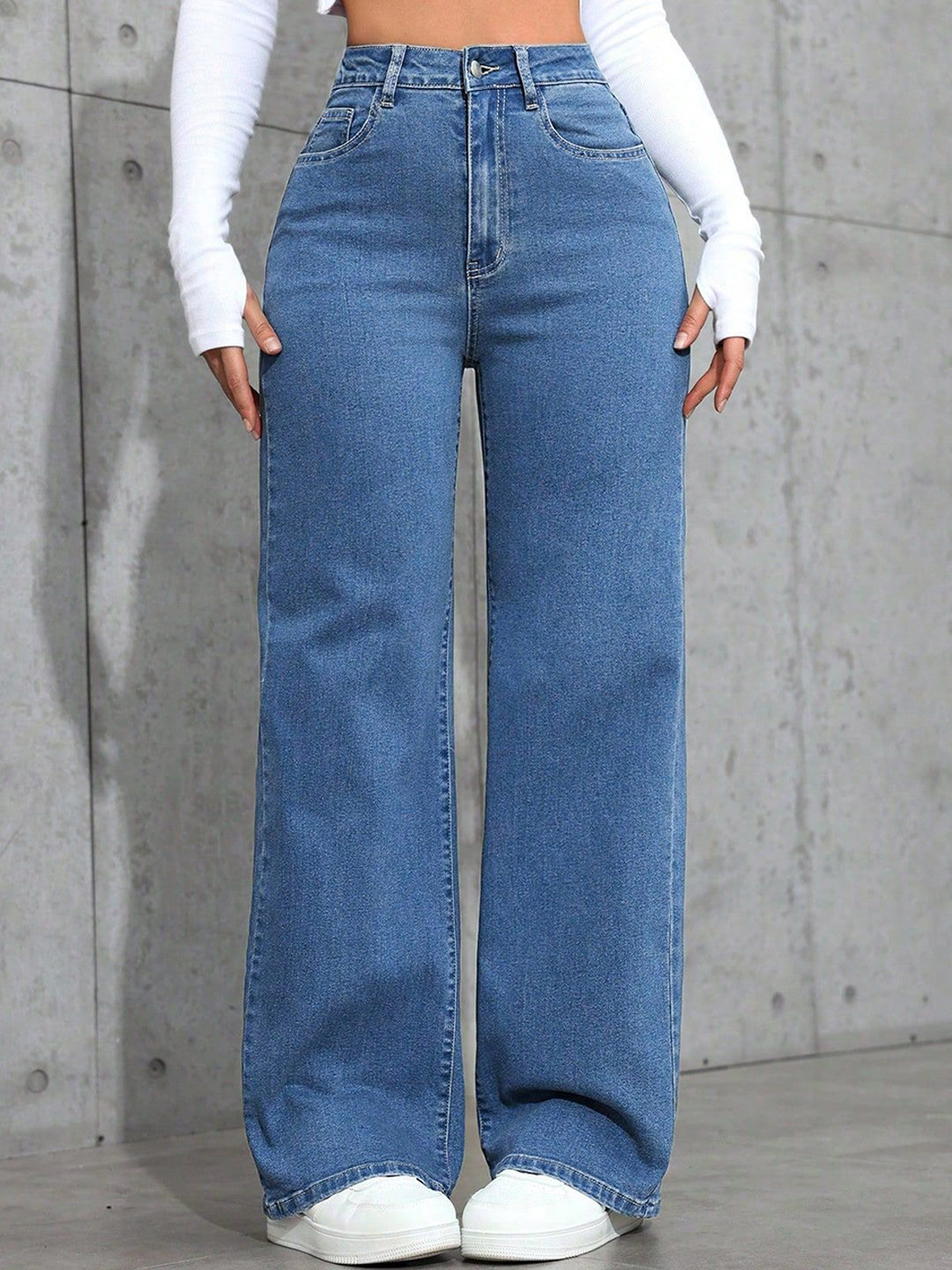 DressBerry Women Comfort Straight Fit High-Rise Light Fade Acid Wash Stretchable Jeans