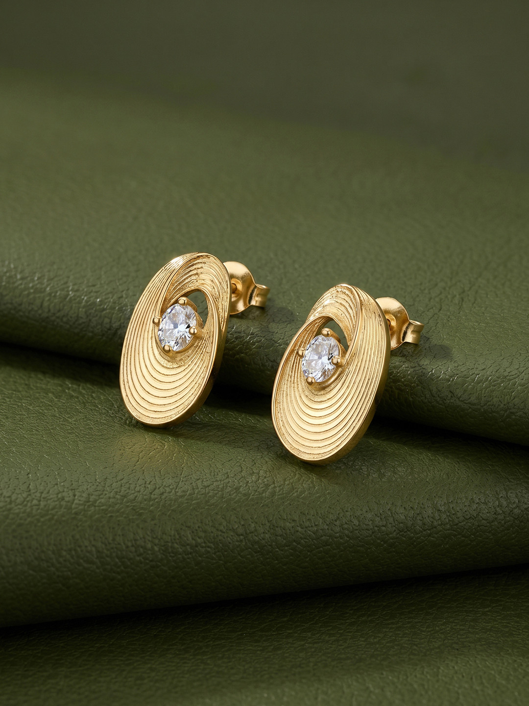 Carlton London 18KT Gold-Plated Cubic Zirconia Studded Contemporary Studs