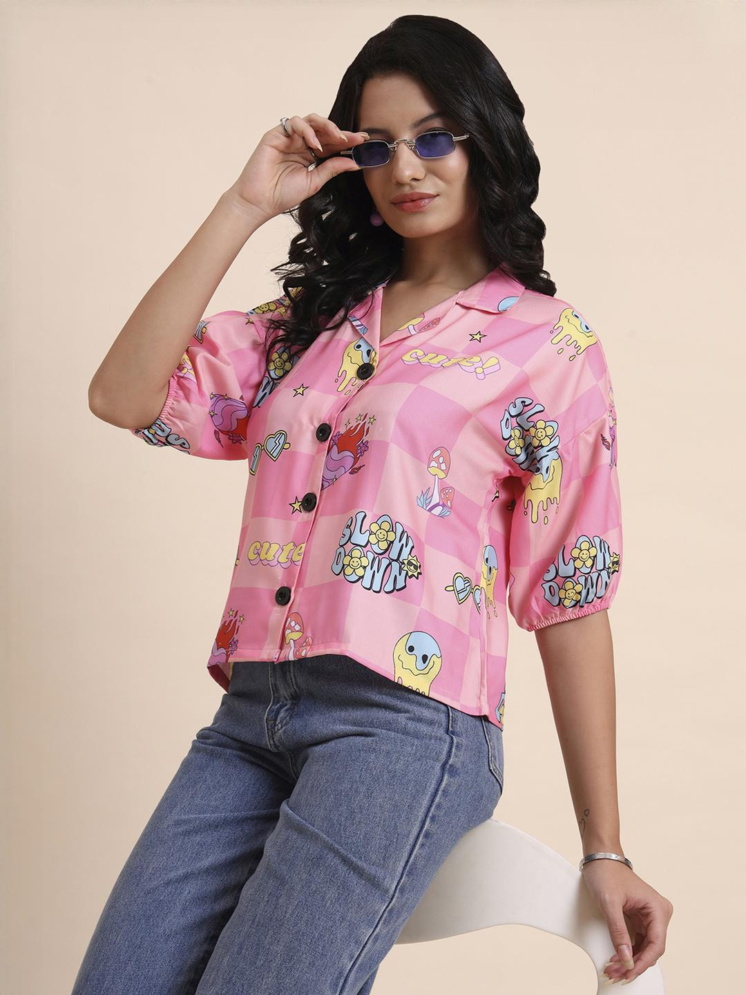 DressBerry Women Classic Printed Casual Shirt