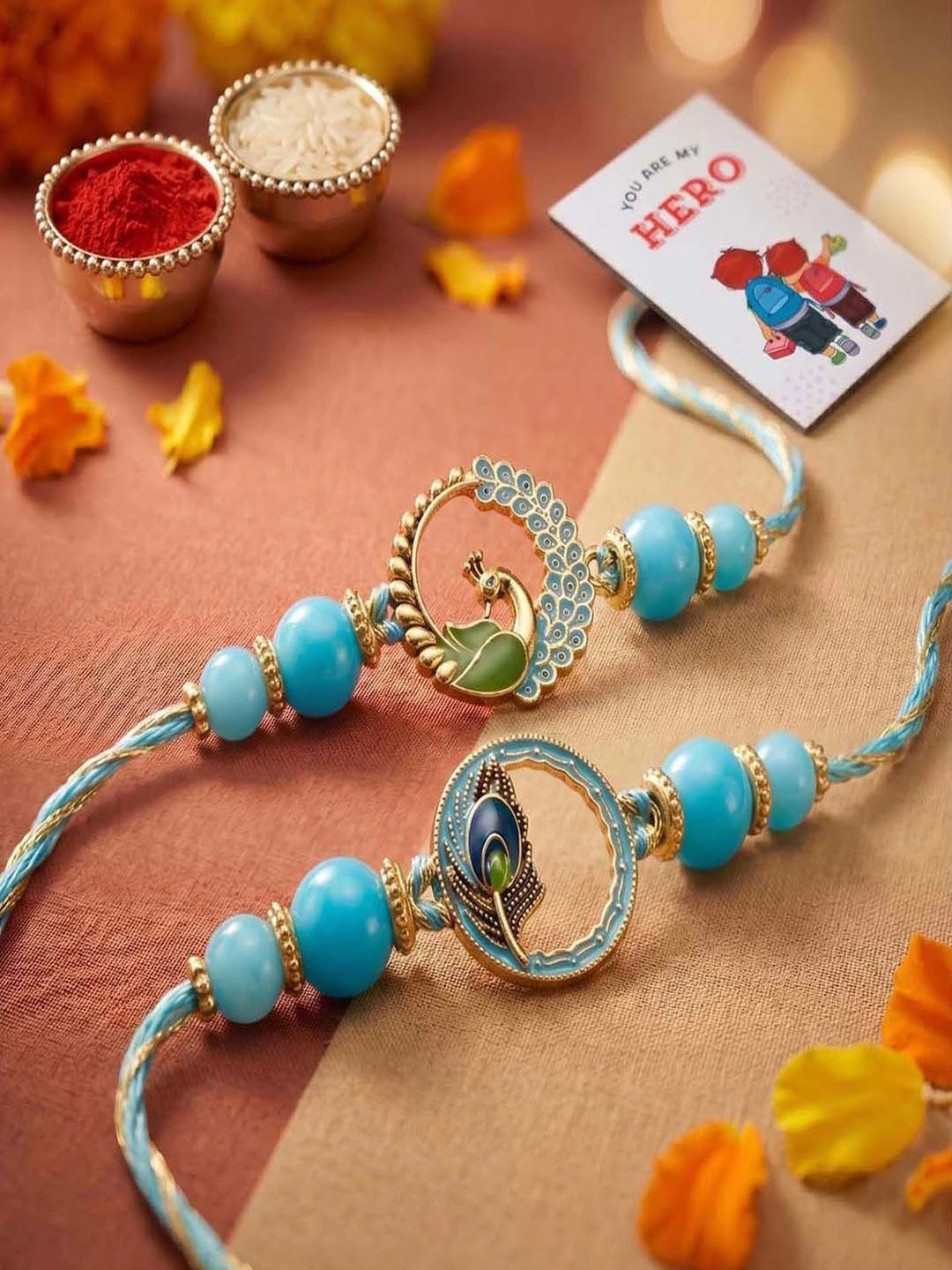 Ascension Set of 2 Rakhi Gift Set With Magnet & Roli Tilak
