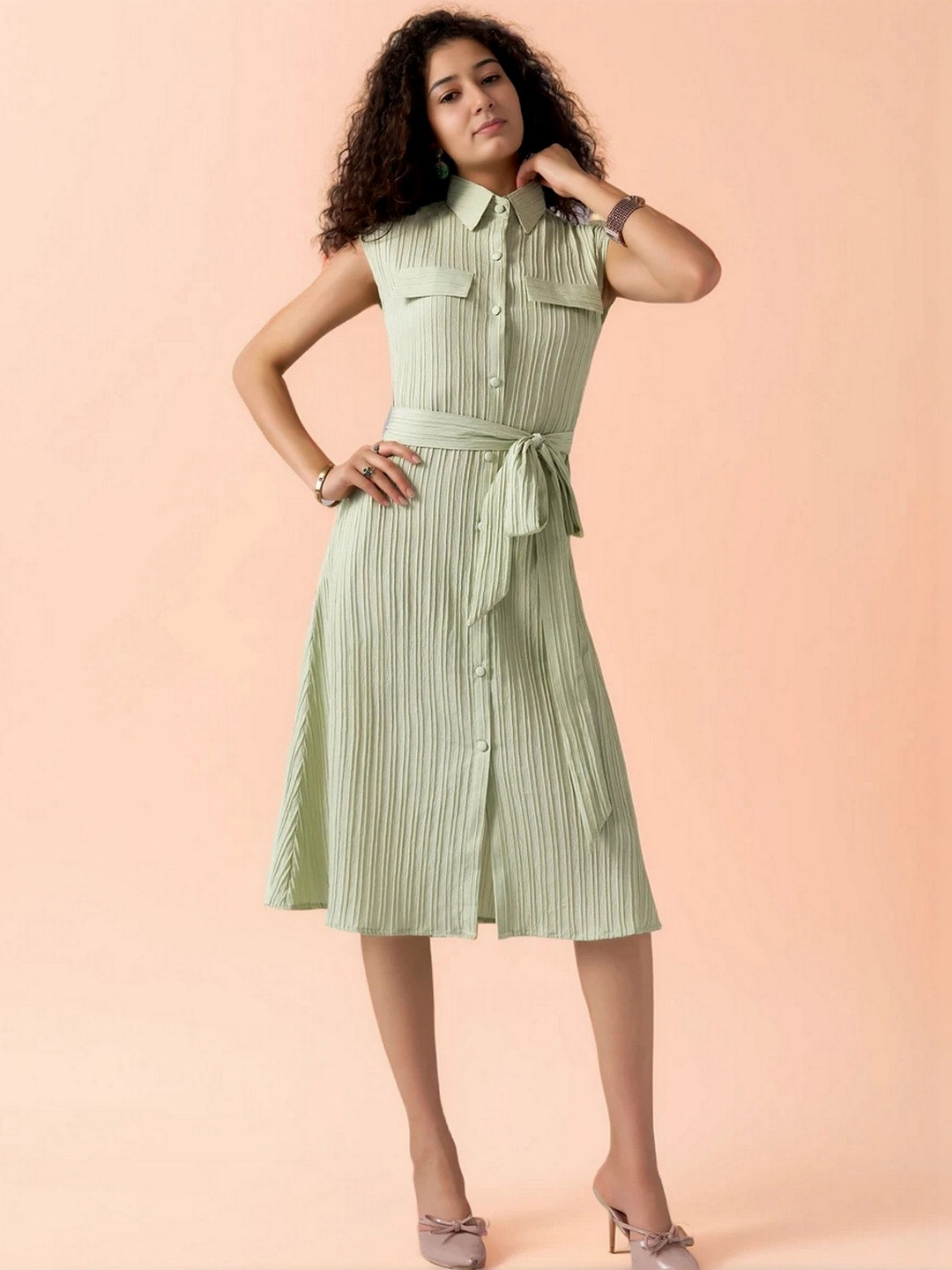 DressBerry Crepe A-Line Midi Dress