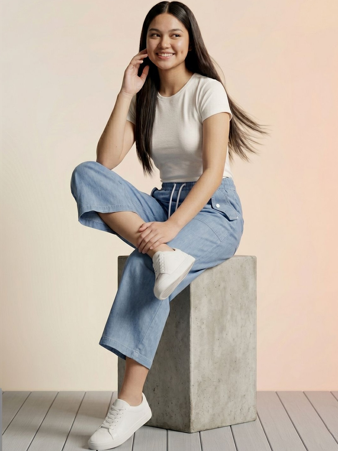DressBerry Women Cassidy Wide Leg High-Rise Light Fade Stretchable Jeans