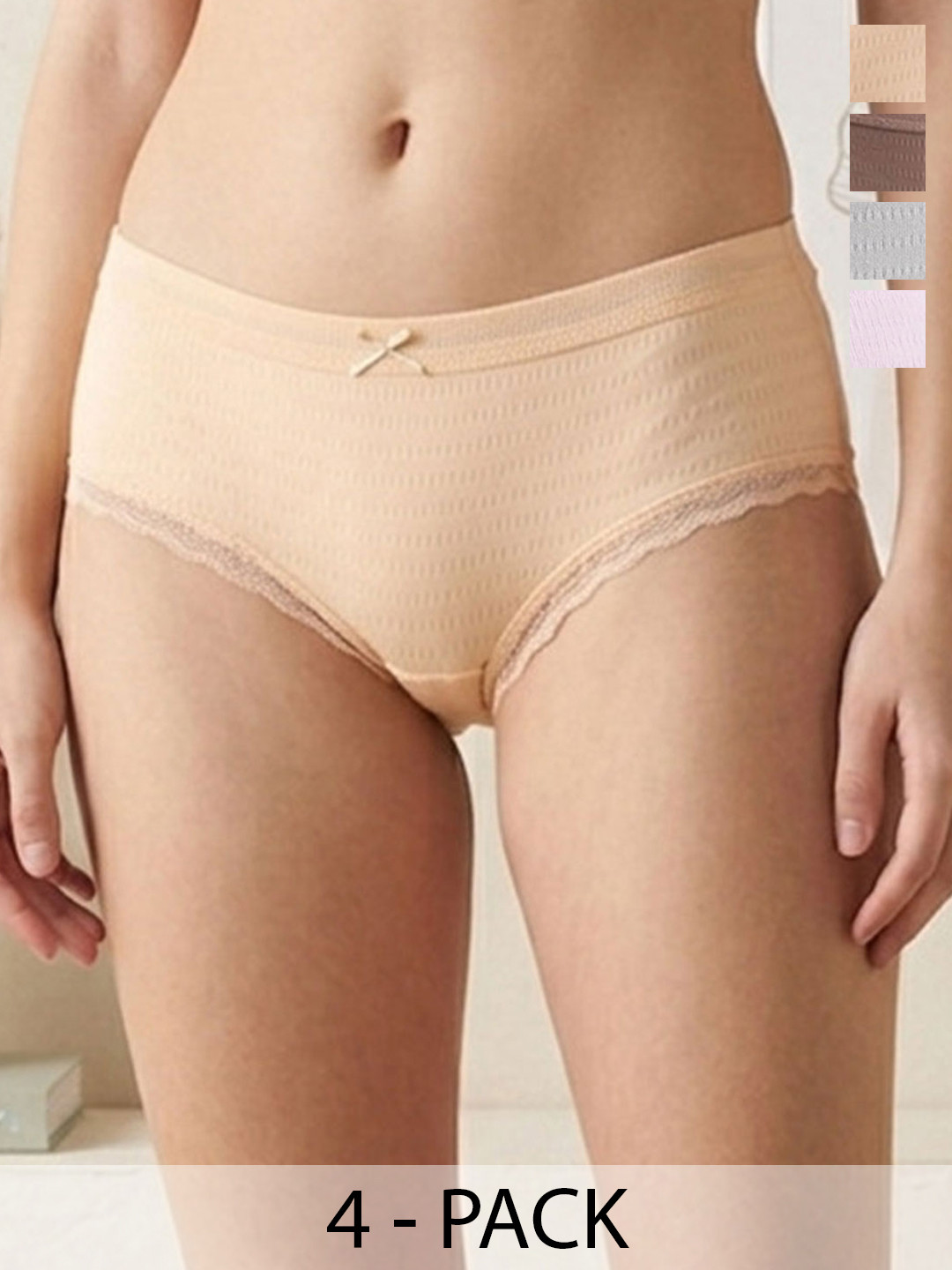 DressBerry Women Pack of 4 Self Design Lace Basic Briefs