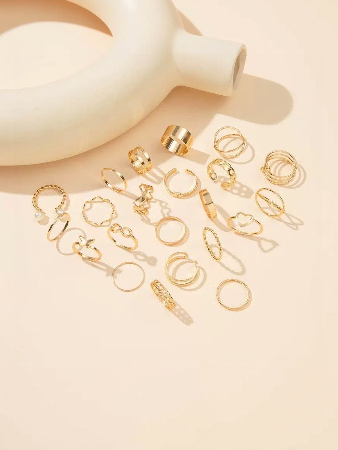 DressBerry Set of 22 Gold-Plated Alloy Finger Ring