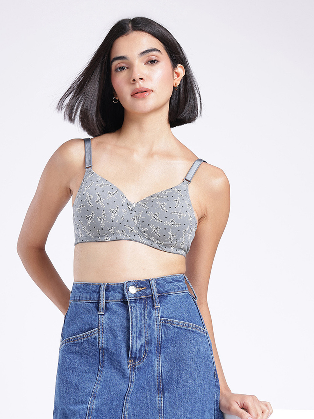 DressBerry Floral Printed Bra - Lightly Padded Non-Wired Full Coverage