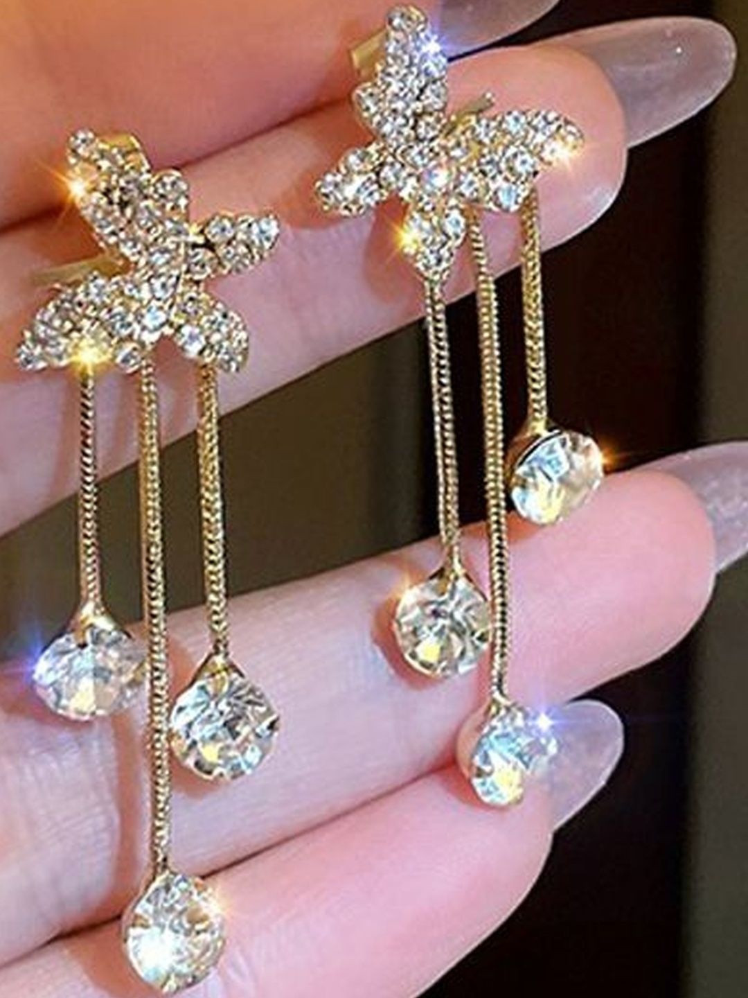 DressBerry Gold-Plated Alloy Cubic Zirconia Earrings