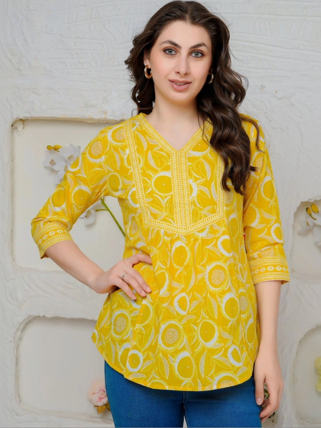 Threadflix Women  Floral Print Cotton Blend Top