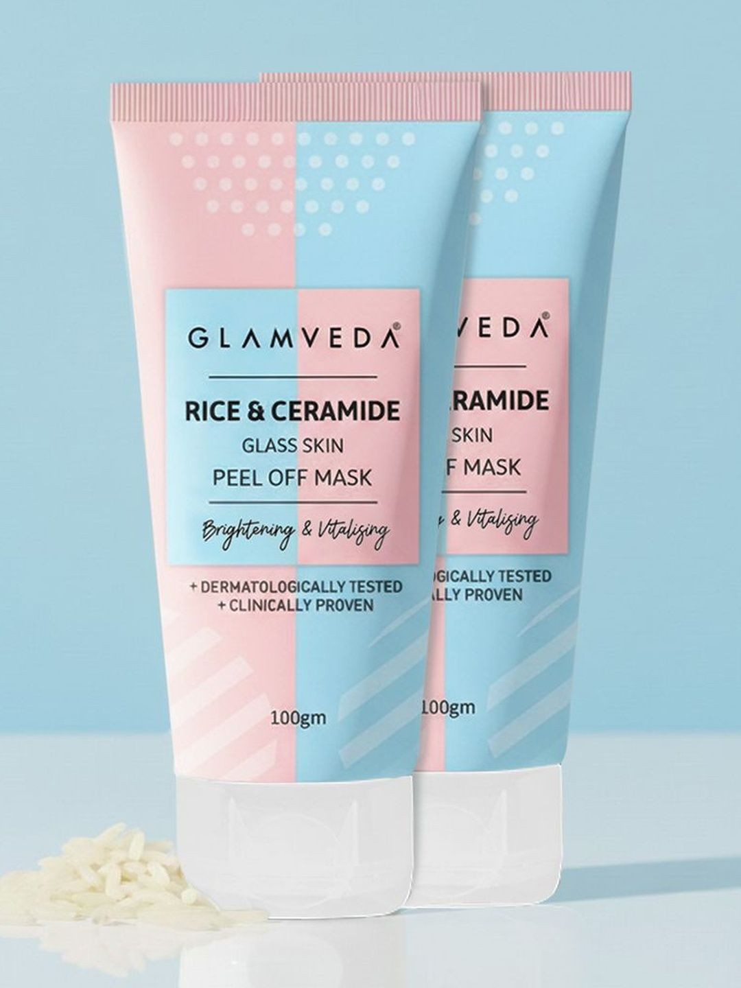 GLAMVEDA Set Of 2 Rice & Ceramide Glass Skin Peel Off Mask - 100g Each